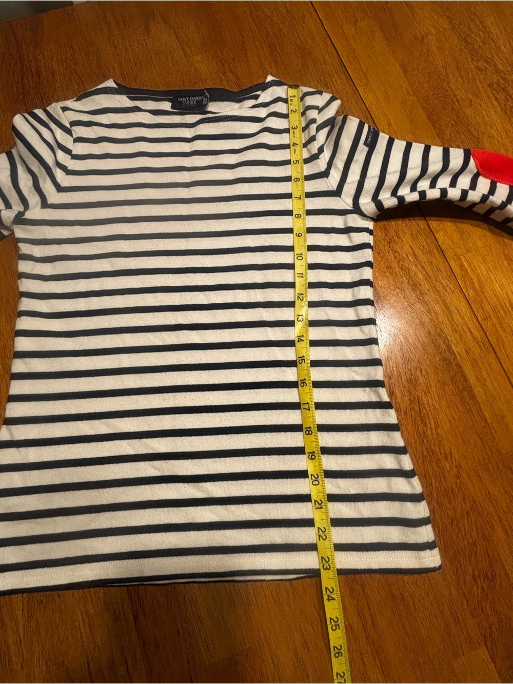 St. James Atelier Striped Long Sleeve Top with Red Heart Elbow Red Patches - Picture 10 of 12
